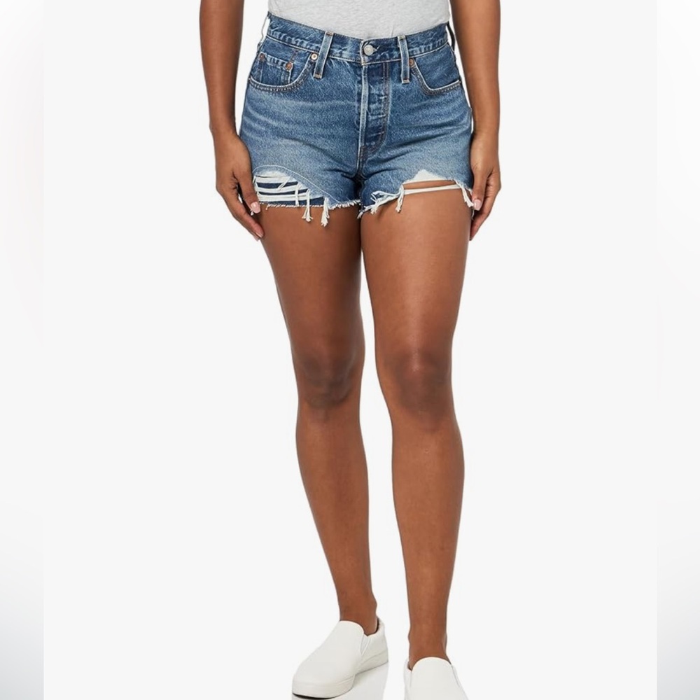 Levi's 501 Original High Rise Distressed Hem Cut Off Shorts